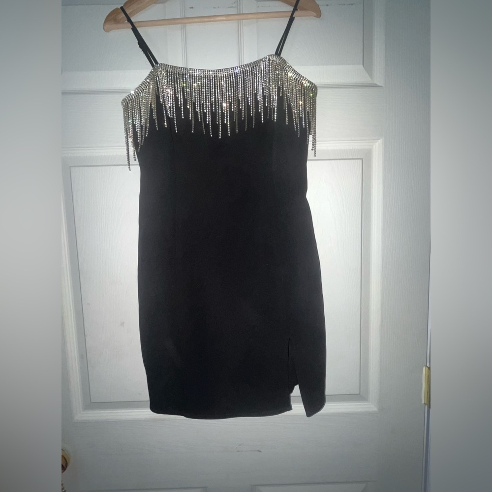 Dynamite Black Mini Dress with Silver Accents
